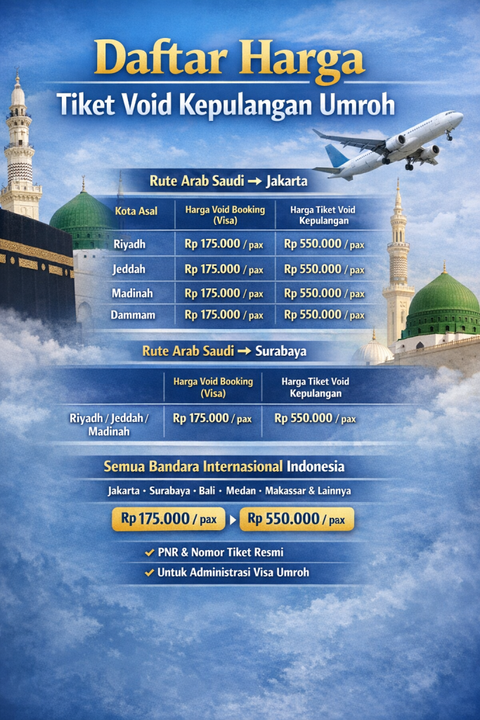 Jasa Pembuatan Tiket Void Kepulangan Resmi Plus PNR dan E-Tiket Issued - Untuk Keperluan Checkin Bandara dan Bisa Untuk Persyaratan Pembuatan Visa - TGB B2B SERVICE - PT TUBAGUS GLOBAL BUSINESS